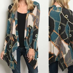 Teal Derby Chain Cardigan